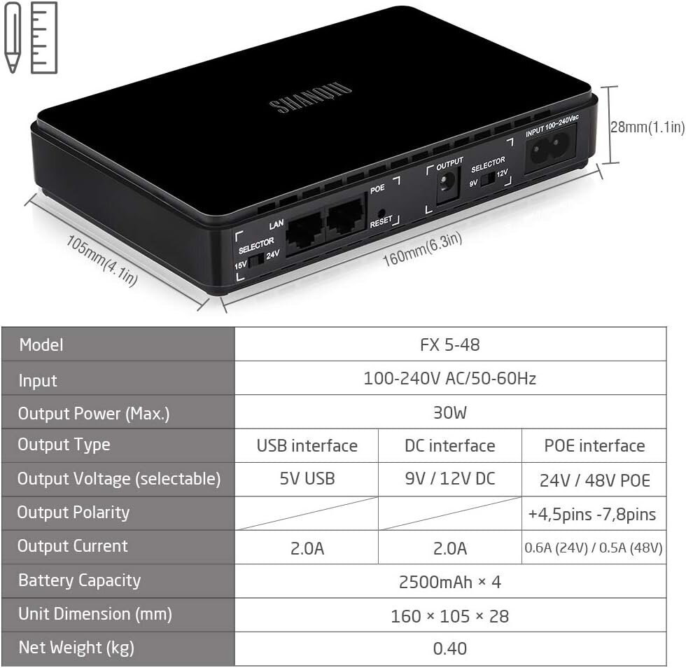 Shanqiu FX 5-48 Pro Mini UPS hind ja info | Ruuterid | kaup24.ee