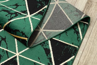 Бегун EMERALD эксклюзивный 1020 гламур, стильный Мрамор, треугольники бутылочно-зеленый / золото 70 cm цена и информация | Коврики | kaup24.ee