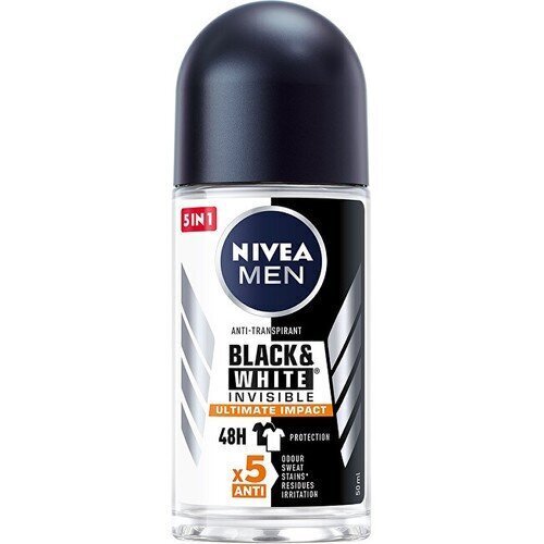 Rulldeodorant Nivea Men Black & White Invisible Ultimate Impact, 50ml hind ja info | Deodorandid | kaup24.ee