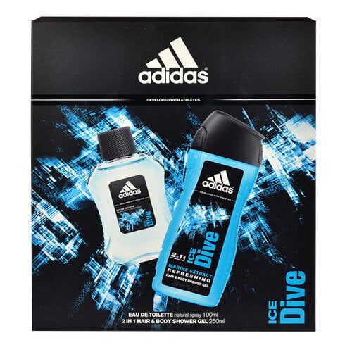 Adidas Ice Dive Gift Set EDT 100 ml shower gel Ice Dive 250 ml 100ml цена и информация | Meeste parfüümid | kaup24.ee