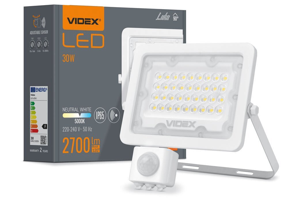 LED-prožektor liikumisanduriga, 30W, valge, neutraalne valge цена и информация | Taskulambid, prožektorid | kaup24.ee