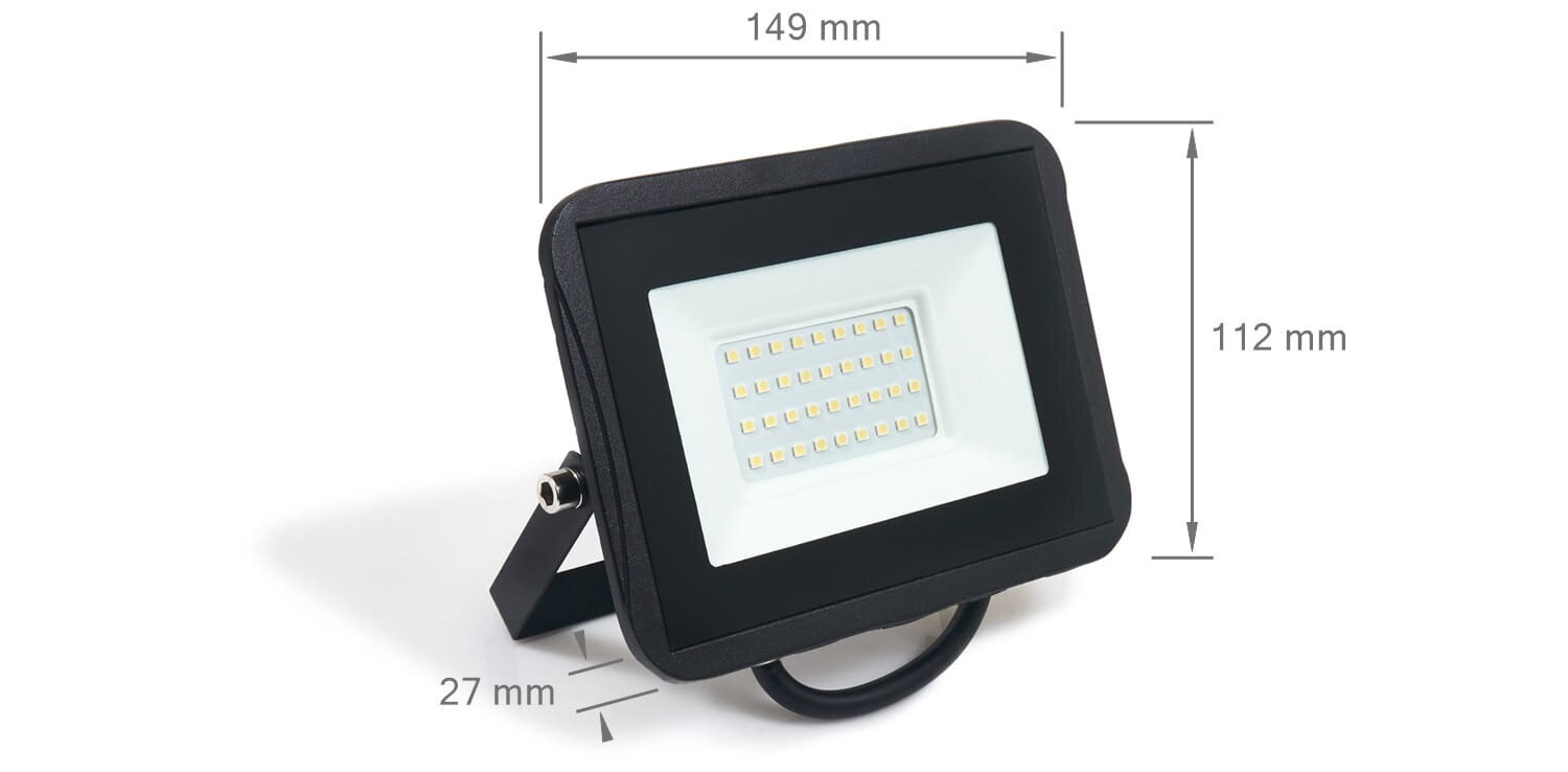 LED halogeenprožektor, 30W, must, neutraalne valge цена и информация | Taskulambid, prožektorid | kaup24.ee