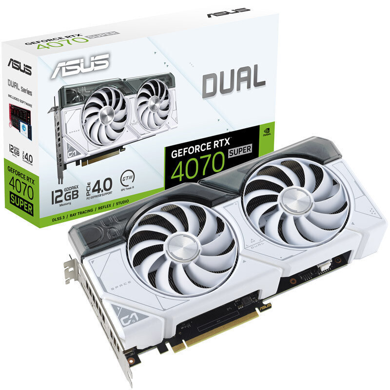 Asus Dual GeForce RTX 4070 Super White Edition (90YV0K85-M0NA00) цена и информация | Videokaardid (GPU) | kaup24.ee