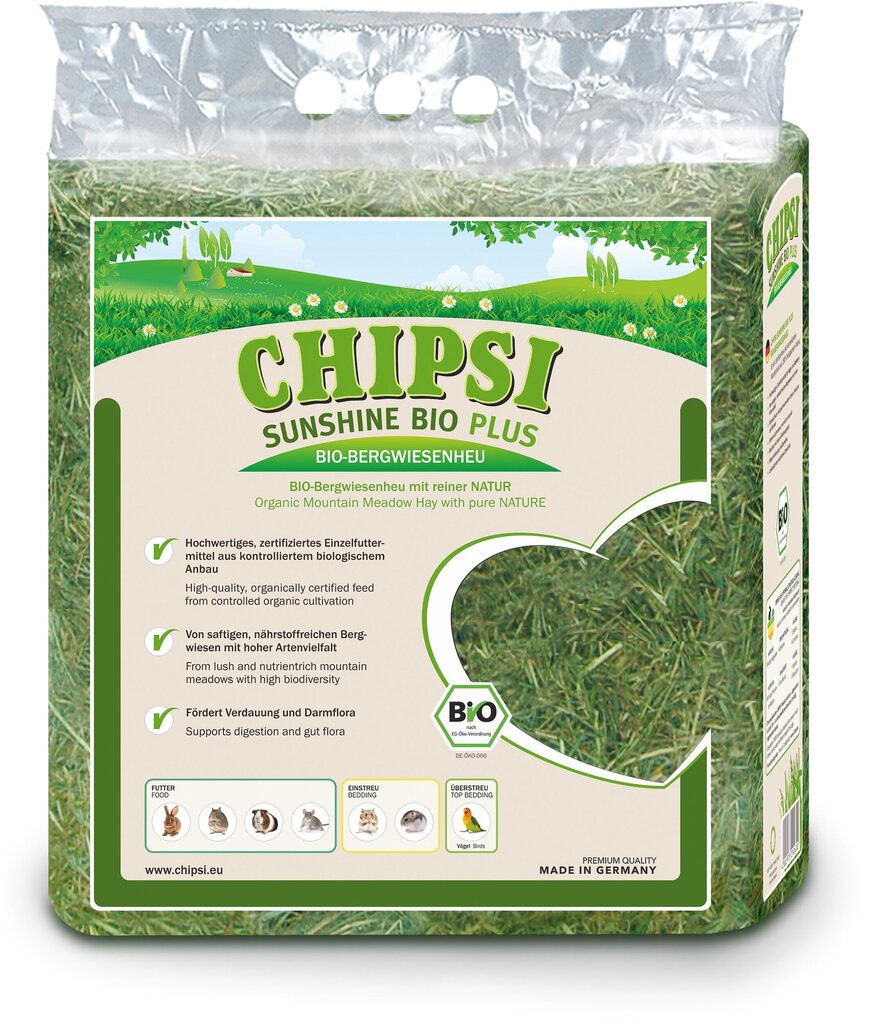 Chipsi Sunshine Bio Nature hein 0,6kg hind ja info | Põhk ja hein väikeloomadele | kaup24.ee