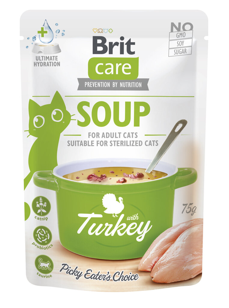 Kalkunisupp kassidele Brit Care Soup with Turkey, 75g hind ja info | Konservid kassidele | kaup24.ee