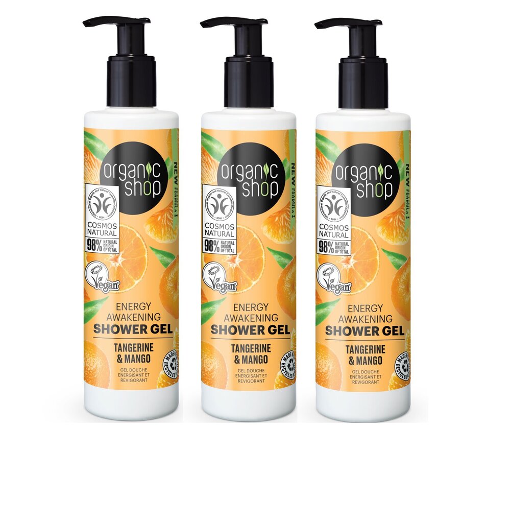 Dušigeel Organic Shop Organic Tangerine & Mango, 3 x 280 ml цена и информация | Dušigeelid, õlid | kaup24.ee