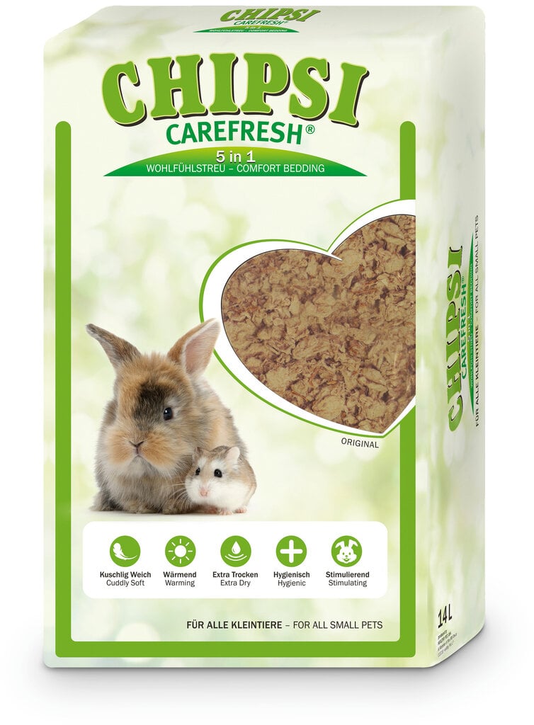 Chipsi Carefresh Original tselluloosist allapanu 14L цена и информация | Põhk ja hein väikeloomadele | kaup24.ee