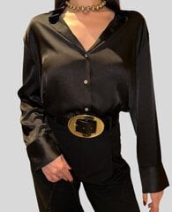 Атласная рубашка для женщин, чёрная цена и информация | Женские блузки, рубашки | kaup24.ee