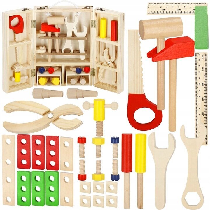 Puidust tööriistade komplekt цена и информация | Poiste mänguasjad | kaup24.ee