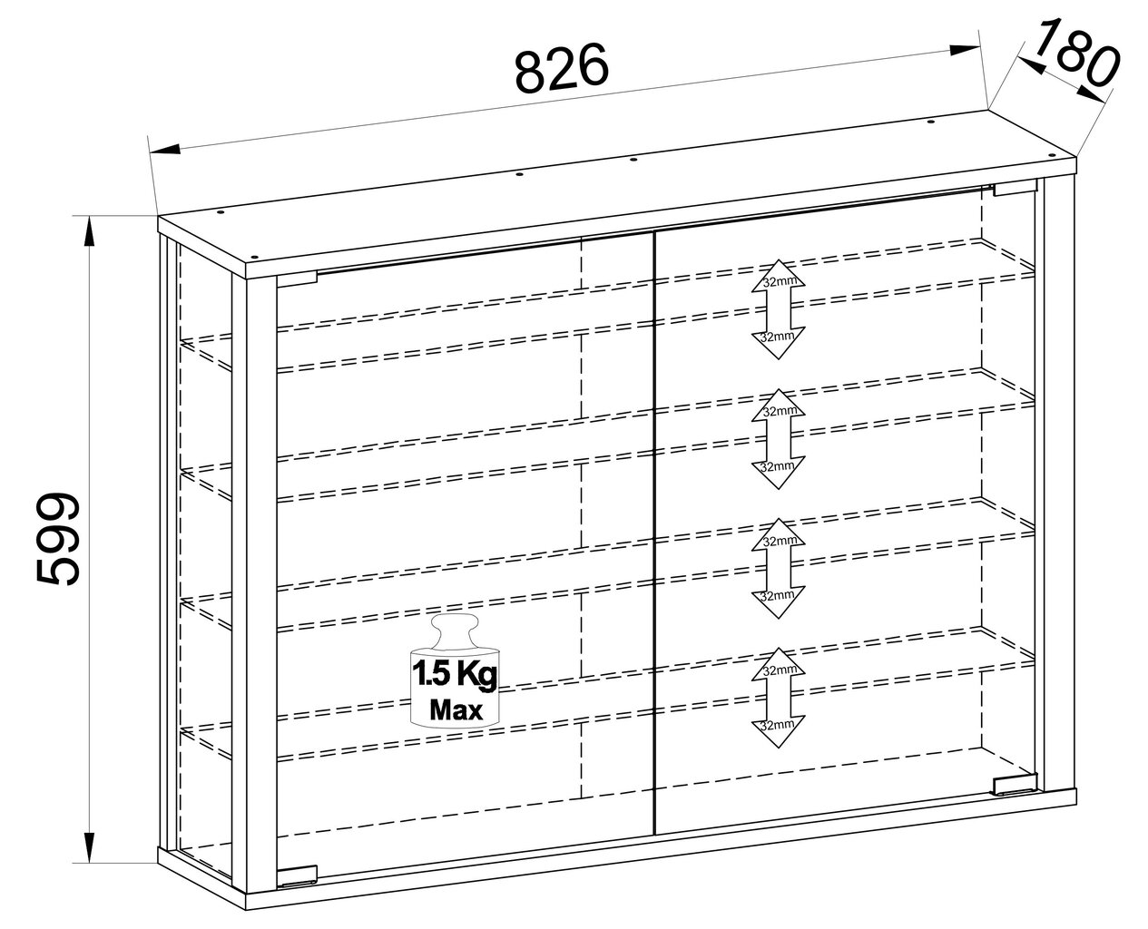 Seinavitriin Vitrosa L, hall hind ja info | Vitriinkapid | kaup24.ee