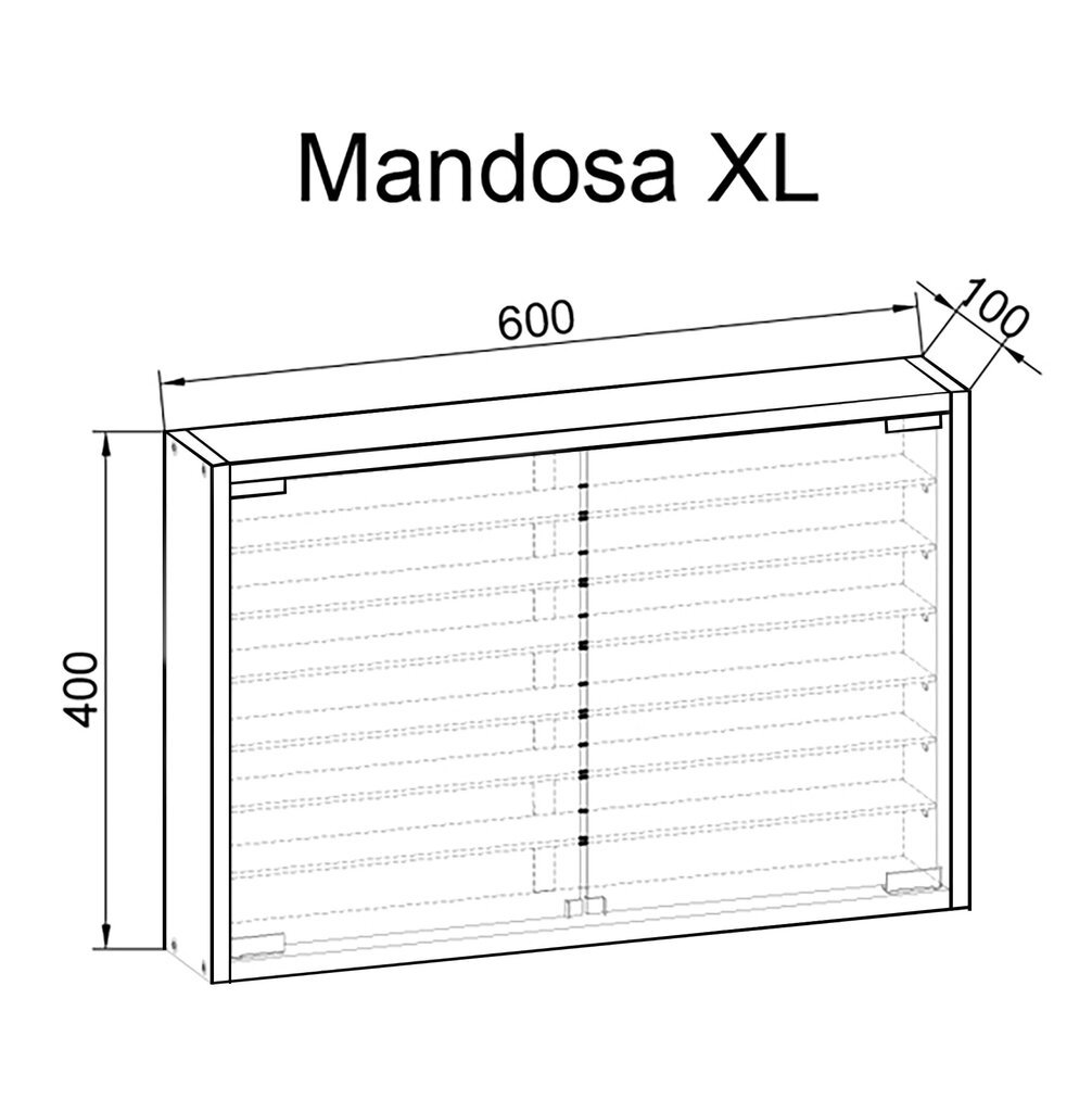 Seinavitriin Mandosa XL, must hind ja info | Vitriinkapid | kaup24.ee