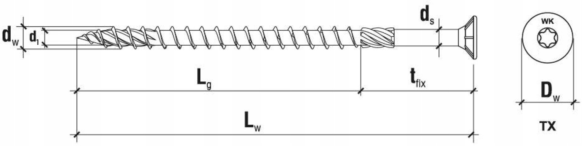 50 tk puidukruvid 8x300 mm, koonilised, TORX, Klimas WKCS цена и информация | Kinnitusvahendid | kaup24.ee