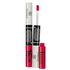 Huulepulk + läige Dermacol Lip Colour 16 hours Long-2v1 color lip gloss, 4.8 g, 23 #96524d hind ja info | Huulepulgad, -läiked, -palsamid, vaseliin | kaup24.ee