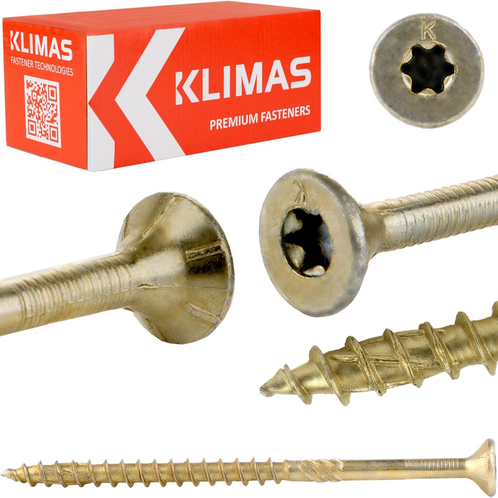 Puidukruvid Torx 8x80 mm, koonilised, Klimas Wkcs цена и информация | Kinnitusvahendid | kaup24.ee