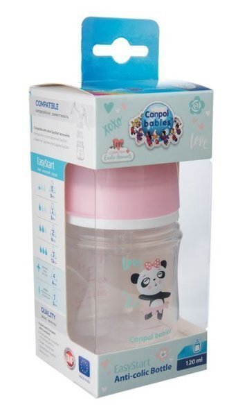 Lutipudel Canpol Babies EasyStart Exotic Animals Wide Bottle Anti-colic 120 ml цена и информация | Lutipudelid ja aksessuaarid | kaup24.ee
