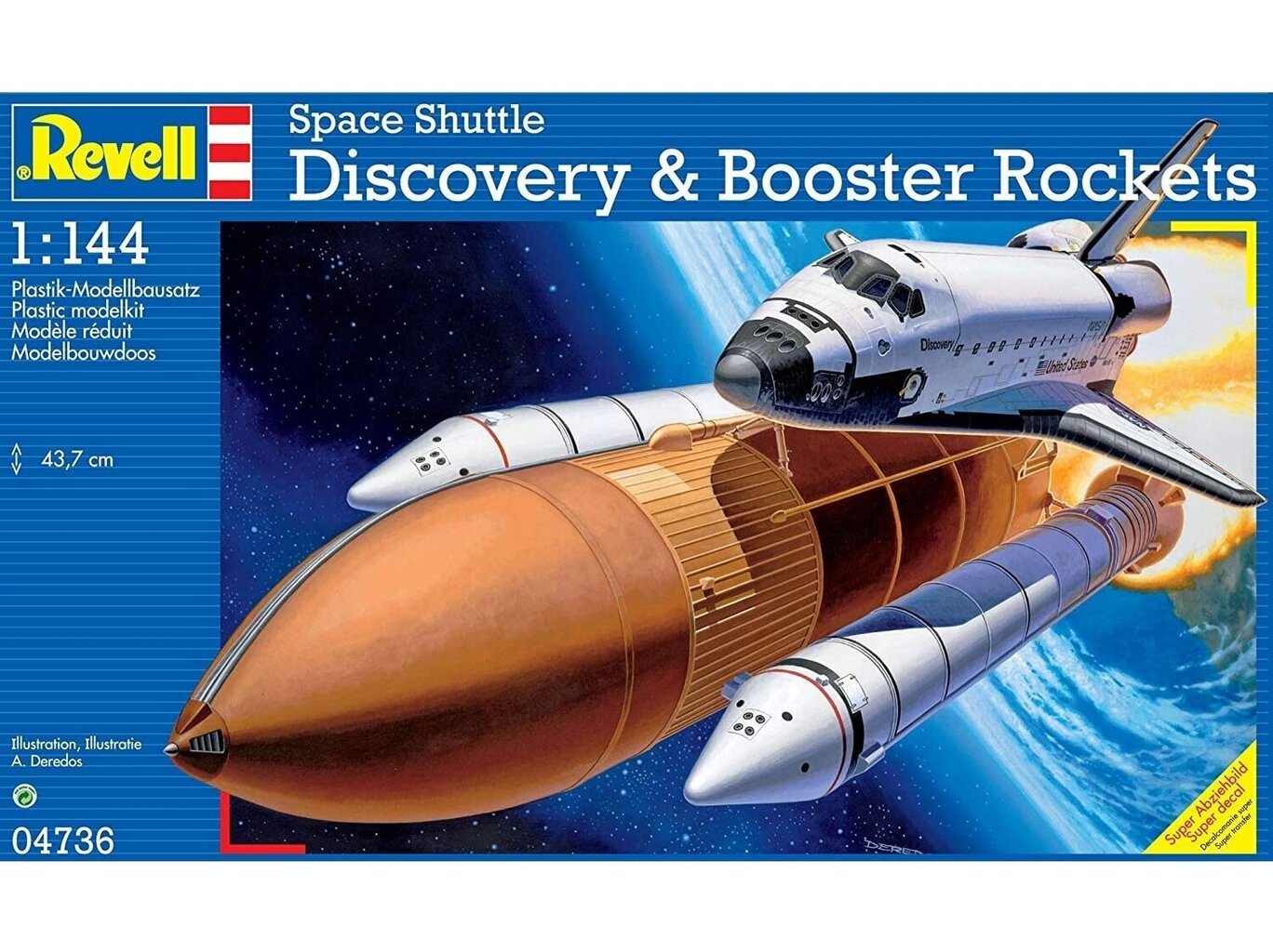 Mudel Revell Space Shuttle Discovery & Booster, 1/144, 04736 цена и информация | Klotsid ja konstruktorid | kaup24.ee