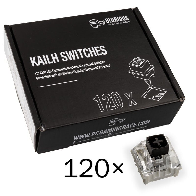 Glorious PC Gaming Race Kailh Box Black switch’ile | Linear & Silent, 120 tk цена и информация | Klaviatuurid | kaup24.ee