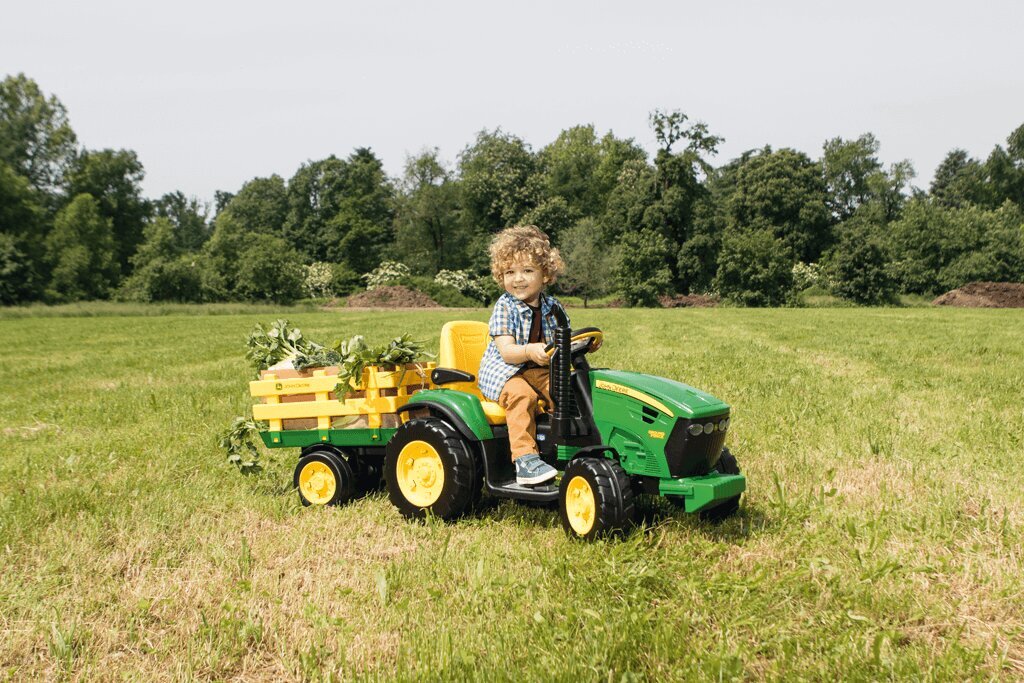 Laste elektriline traktor Peg Perego Peg Perego John Deere Ground Force with trailer 12V/330W hind ja info | Laste elektriautod | kaup24.ee