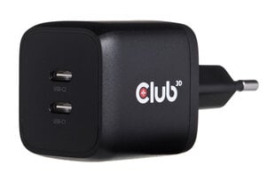 Дорожное зарядное устройство Club3D CAC-1909EU PPS, 45 Вт, технология GAN, два порта USB Type-C, поддержка Power Delivery (PD) 3.0 цена и информация | Зарядные устройства для телефонов | kaup24.ee