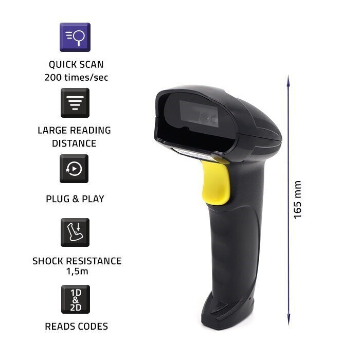 Qoltec Laser Barcode Scanner 50853 hind ja info | Nutiseadmed ja aksessuaarid | kaup24.ee