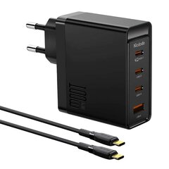 Wall charger McDodo GAN 3xUSB-C + USB, 100W + 2m cable (black) цена и информация | Зарядные устройства для телефонов | kaup24.ee