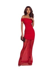 Платье REVA со спущенными плечами и тюлем - красное цена и информация | Платья | kaup24.ee