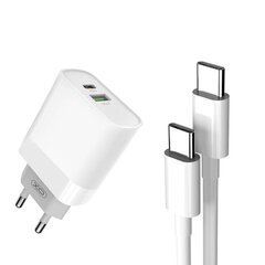 Wall Charger with + USB-C Cable XO L64 20W, QC3.0, PD (white) цена и информация | Зарядные устройства для телефонов | kaup24.ee