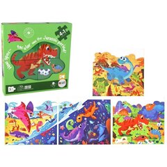 Pusle Lean Toys Dinosaurused 4in1, 73 tk hind ja info | Pusled | kaup24.ee