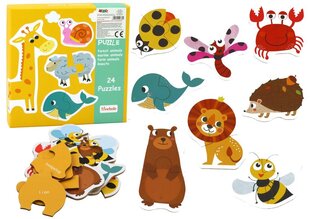 Pusle loomadega Inglise keele õppimine Lean Toys, 48 tk hind ja info | Pusled | kaup24.ee