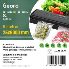 Пищевой вакуум / вакуумные пакеты 25x600 / 250x6000 (6 метров) цена и информация | Вакууматоры | kaup24.ee