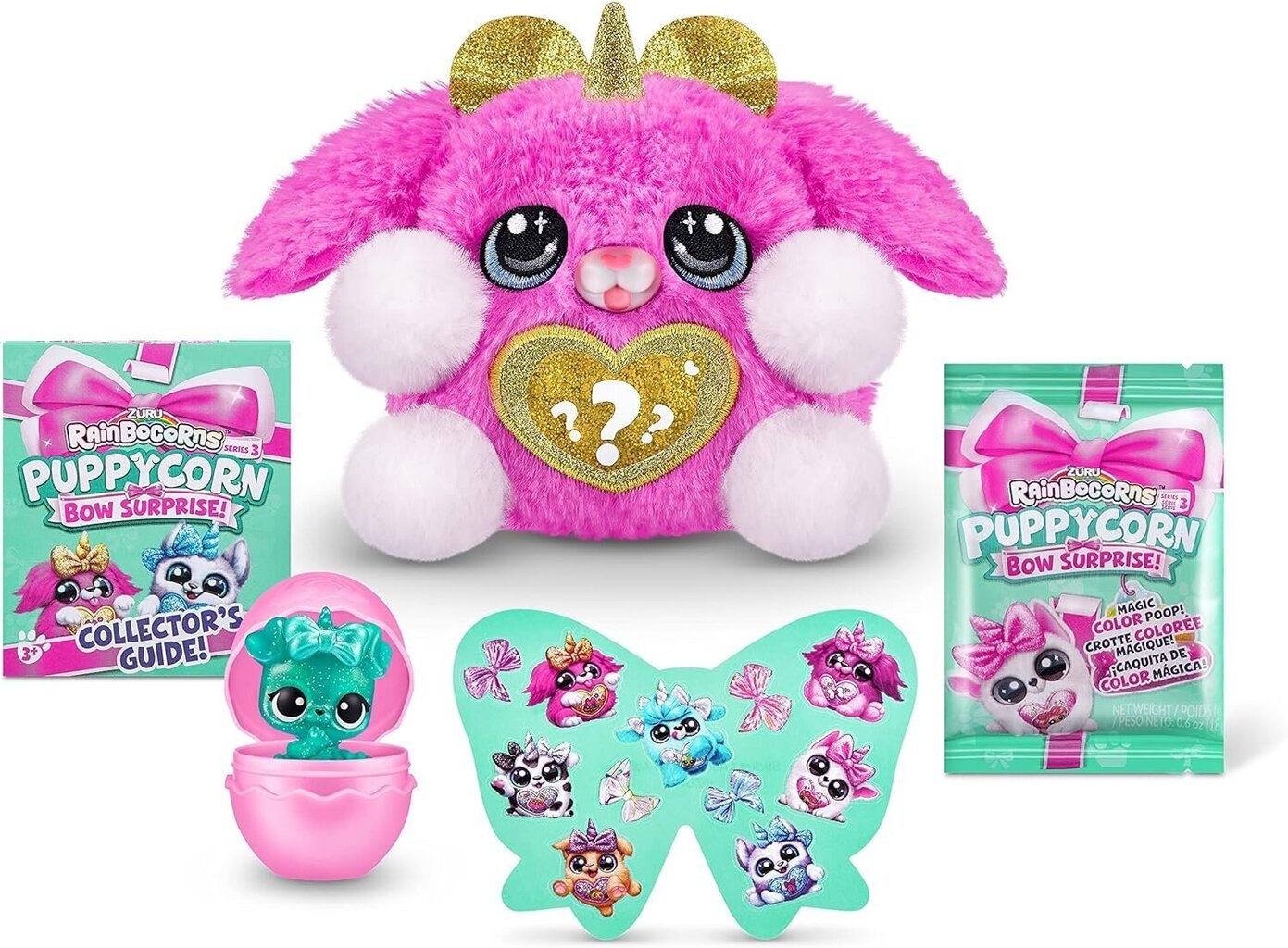 Pluusi kutsikas Rainbocorns Puppycorn Bow Surprise Pink Karmo 9269, roosa hind ja info | Pehmed mänguasjad | kaup24.ee