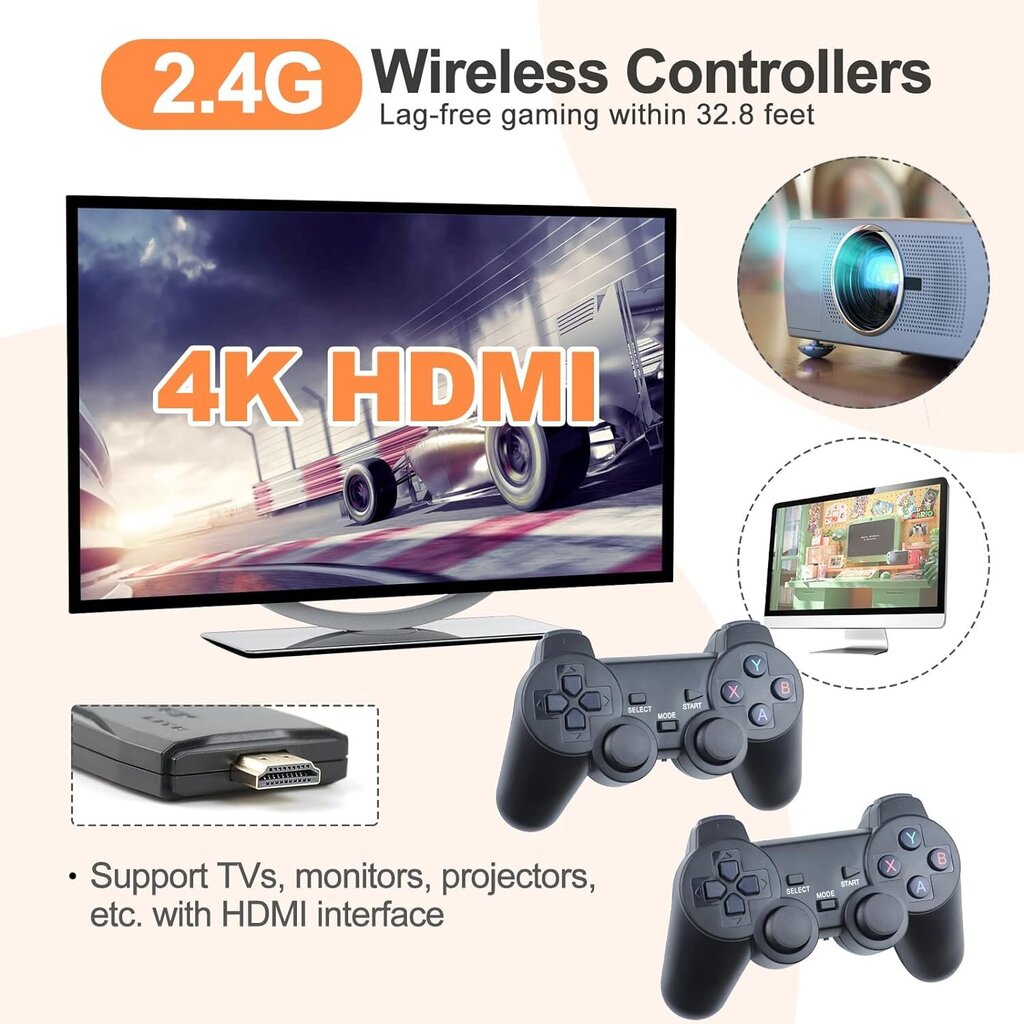 HappyJoe Plug & Play 20000+ Games, 4K HDMI, 64GB цена и информация | Mängukonsoolid | kaup24.ee