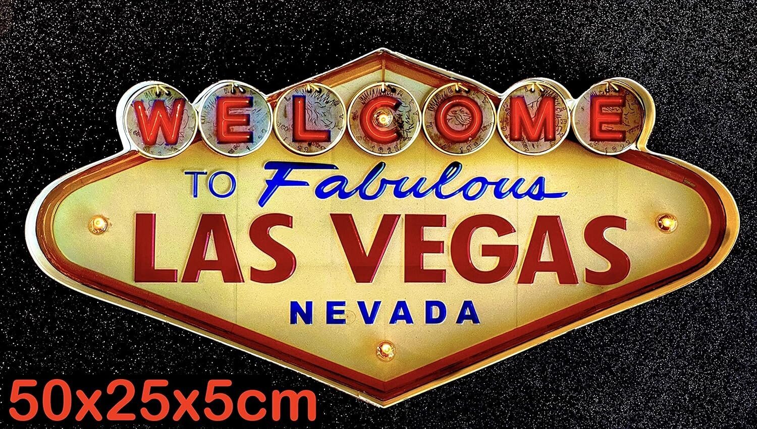 Las Vegase- Retrovalgusmärk - 50ndate, 50 x 25 x 5 cm (Las Vegas) цена и информация | Sisustuselemendid | kaup24.ee