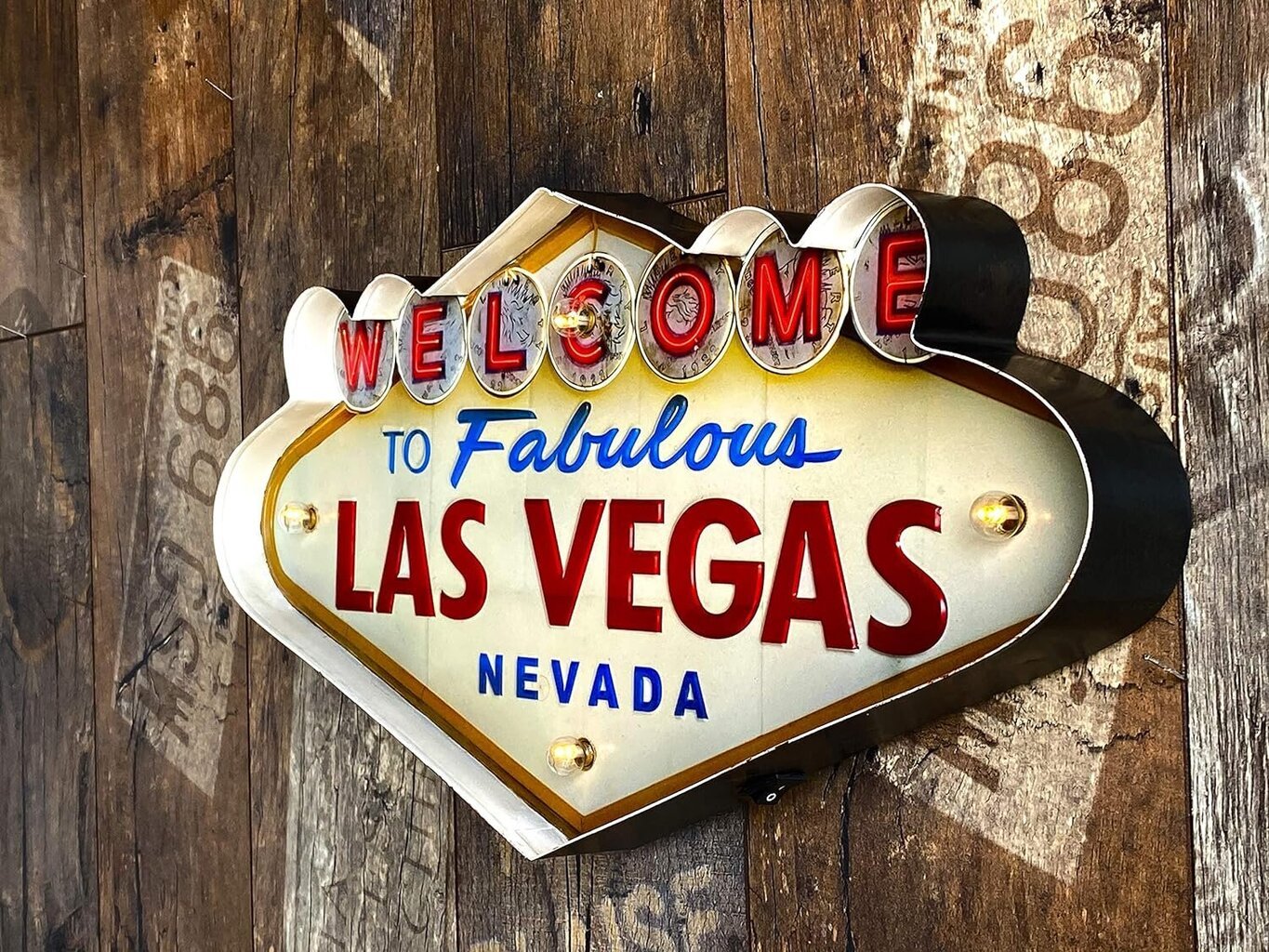 Las Vegase- Retrovalgusmärk - 50ndate, 50 x 25 x 5 cm (Las Vegas) hind ja info | Sisustuselemendid | kaup24.ee