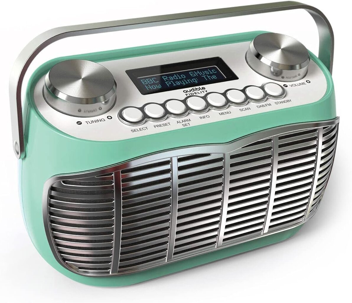 Retro FM/FM raadio Audible Fidelity, 3W, roheline hind ja info | Raadiod ja äratuskellad | kaup24.ee