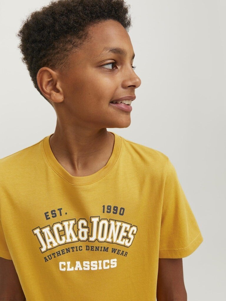 Jack & Jones T-särk lastele 12237367*01, kollane 5715425346873 hind ja info | Poiste särgid | kaup24.ee