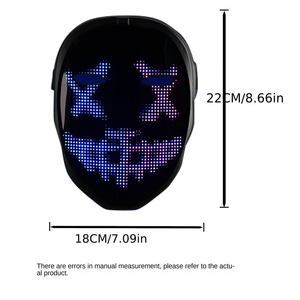 Stiilne Premium LED mask koos juhtmevaba rakendusega hind ja info | Karnevali kostüümid | kaup24.ee