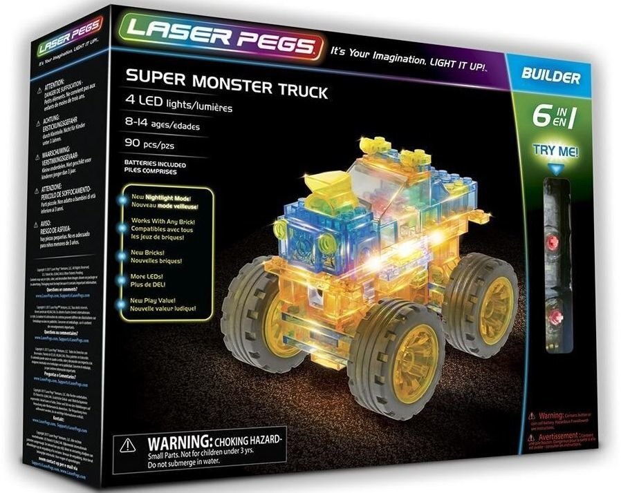 Konstruktor Laser Pegs Super Monster Truck 6-in-1 61010, 90 tk цена и информация | Klotsid ja konstruktorid | kaup24.ee