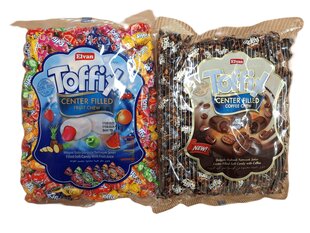 Kommikomplekt „Toffix“ Segatud karamell (kohvitäidisega + puuviljasiirupi täidisega) 2 tk*1.kg hind ja info | Maiustused | kaup24.ee