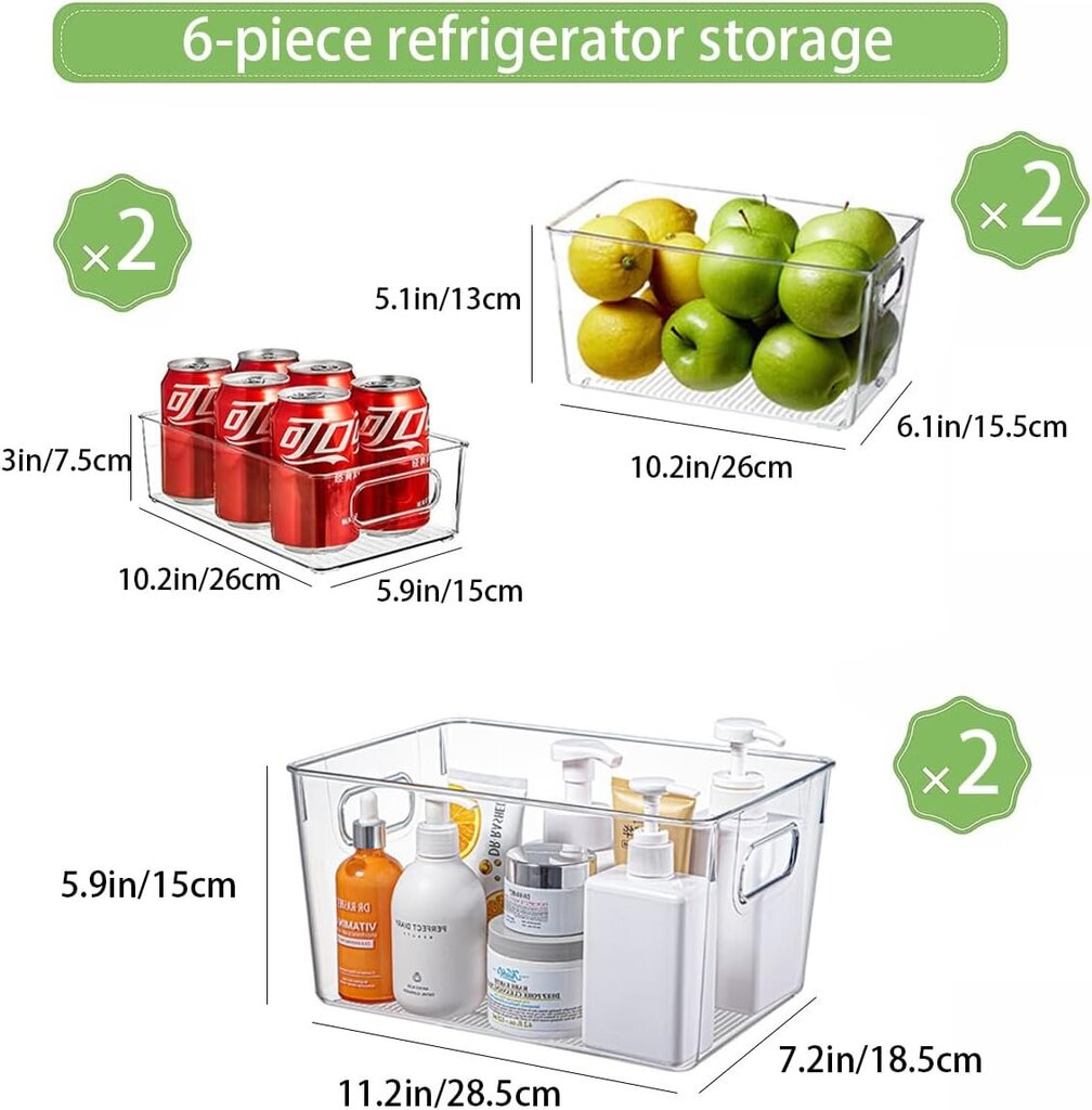 Jioko külmkapi organiseerimiskomplekt, 6 tükki цена и информация | Köögitarbed | kaup24.ee