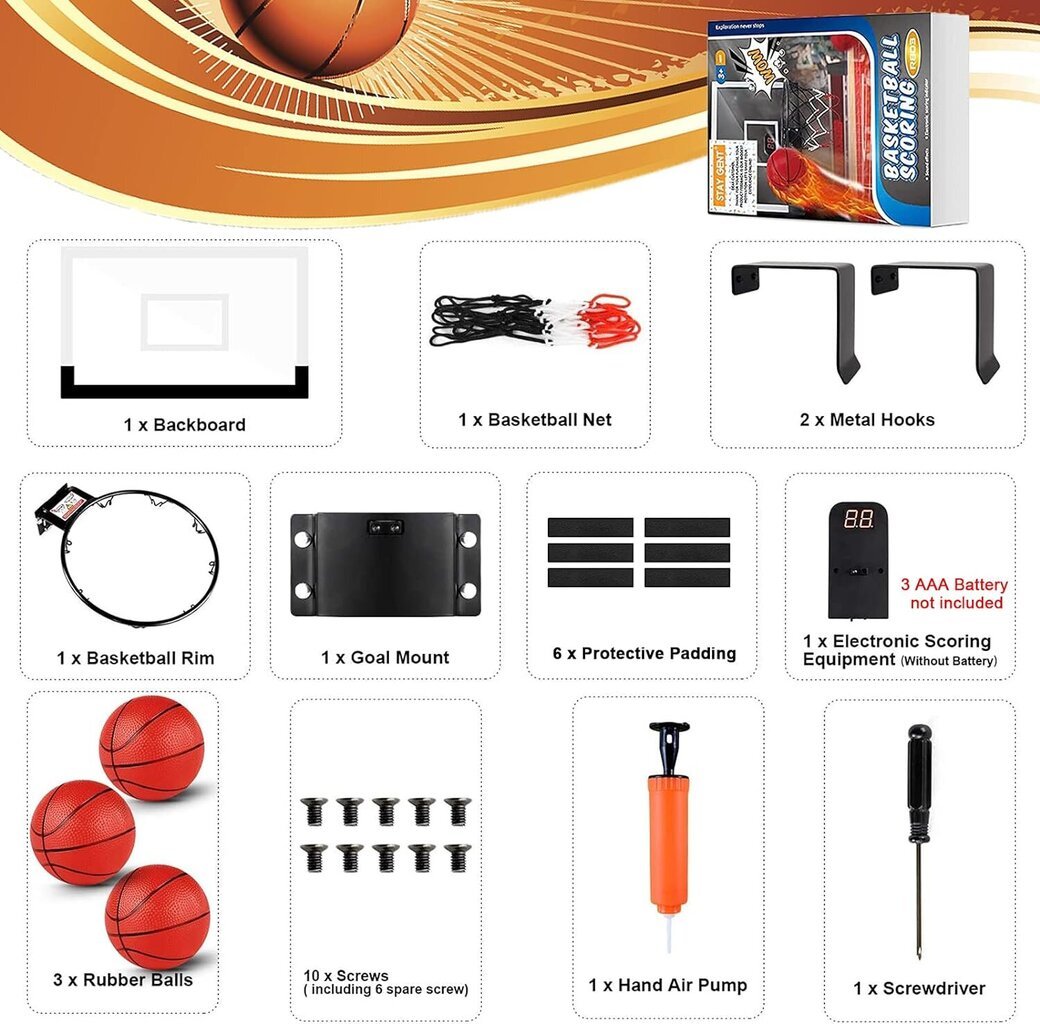 Elektroonilise punktiarvestusega mini korvpallirõngas Stay Gent hind ja info | Muud korvpallikaubad | kaup24.ee