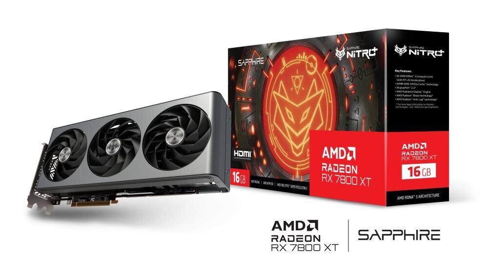 Sapphire Nitro+ AMD Radeon RX 7800 XT (11330-01-20G) hind ja info | Videokaardid (GPU) | kaup24.ee