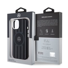 Mercedes Liquid Silicon Stripes Pattern MagSafe Case for iPhone 15 Pro Max Black цена и информация | Чехлы для телефонов | kaup24.ee