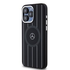 Mercedes Liquid Silicon Stripes Pattern MagSafe Case for iPhone 15 Pro Max Black цена и информация | Mercedes Мобильные телефоны, Фото и Видео | kaup24.ee