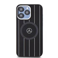 Mercedes Liquid Silicon Stripes Pattern MagSafe Case for iPhone 15 Pro Max Black цена и информация | Mercedes Мобильные телефоны, Фото и Видео | kaup24.ee