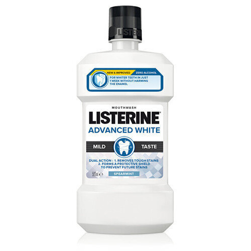 Suuvesi Listerine Advanced White Mild Taste, 500 ml цена и информация | Suuhügieen | kaup24.ee