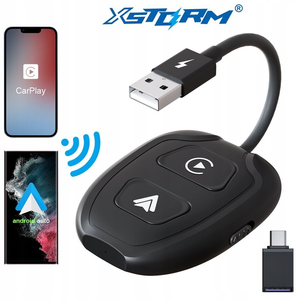 Juhtmeta Android Auto ja Carplay iPhone'i adapter Wifi Bt Xstorm hind ja info | Turvasüsteemid ja 12V seadmed | kaup24.ee