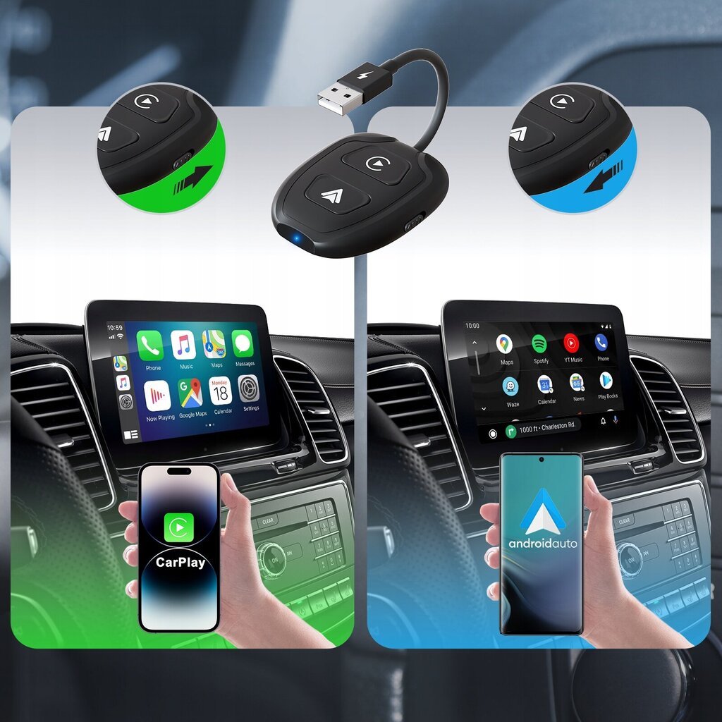 Juhtmeta Android Auto ja Carplay iPhone'i adapter Wifi Bt Xstorm hind ja info | Turvasüsteemid ja 12V seadmed | kaup24.ee