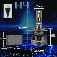 Lambid Led H4 Xstorm R45 цена и информация | Автомобильная ксеноновая лампа D2R 6000К (Китай) | kaup24.ee