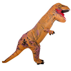  Надувной костюм динозавра T-REX, 1,5-1,9 м, коричневый  цена и информация | Карнавальные костюмы | kaup24.ee